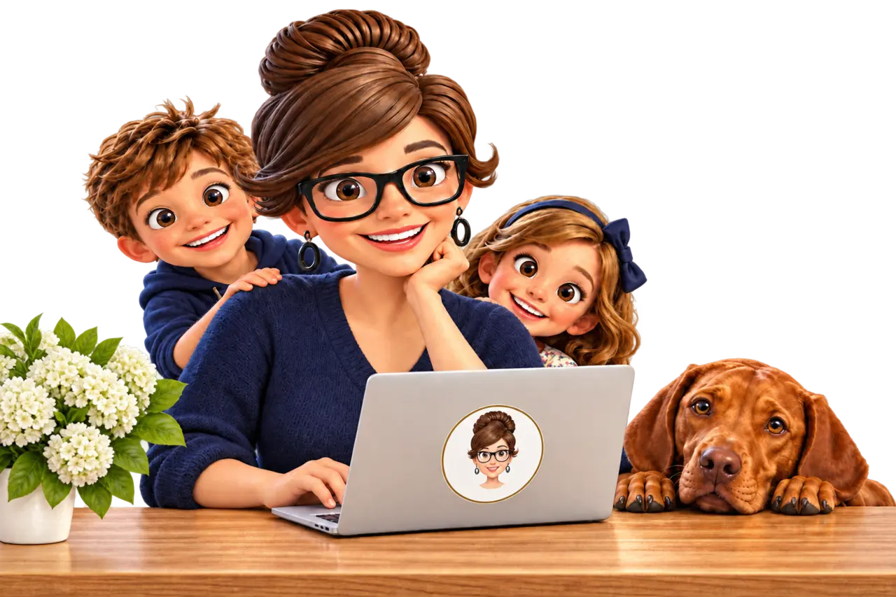 CryptoGranma with her family and Honey at her learning desk